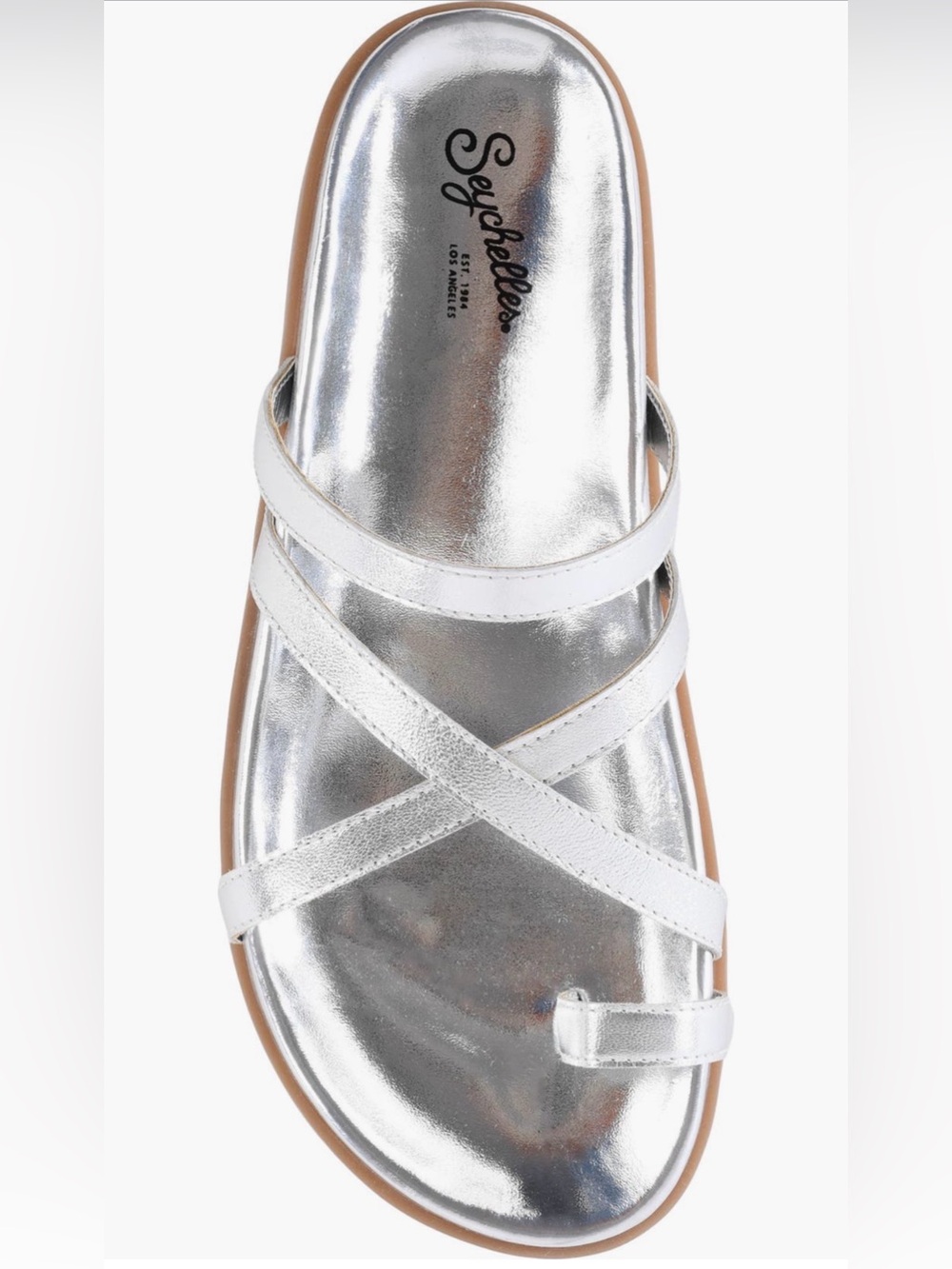 Seychelles Highline Silver Strappy Slide Sandals